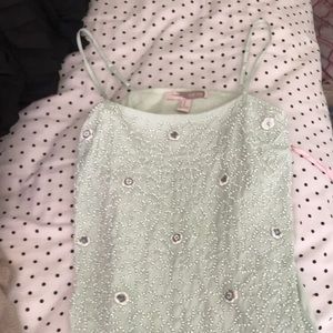 Mini mint beaded cocktail dress.